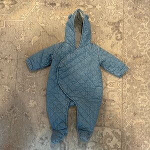 Baby Gap Hooded One Piece Quilted Chambray Outerwear - Size 6-12 months